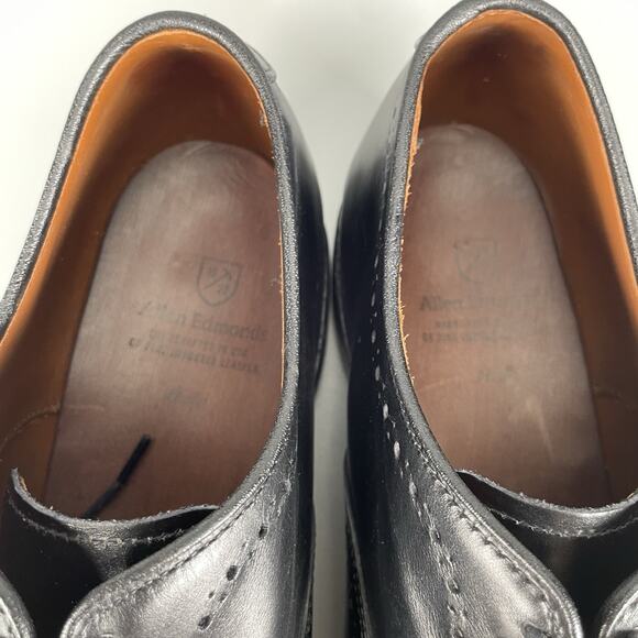 Allen Edmonds Hale Men’s 10 D Black Leather Brogue Cap Toe Derby Dress Shoes EUC - Picture 8 of 9